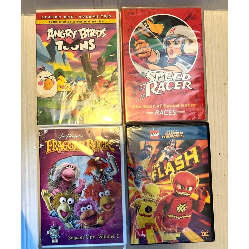 4 Kids DVDs NEW Angry Birds Speed Racer Fraggle Rock The Flash!
